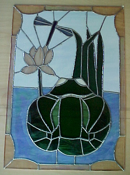 Natural Elements Stained Glass Frog Panel